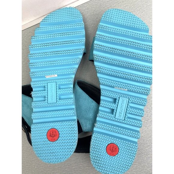 Hunter Original Leather Sandals Suede Sport Sky Blue Size 9 - Picture 4 of 12